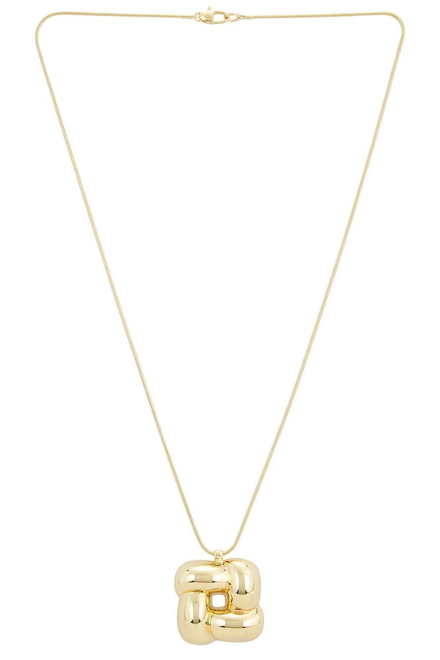 NEW JENNYBIRD women's woven square pendant necklace in gold